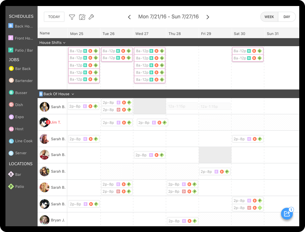 redesigned schedule page